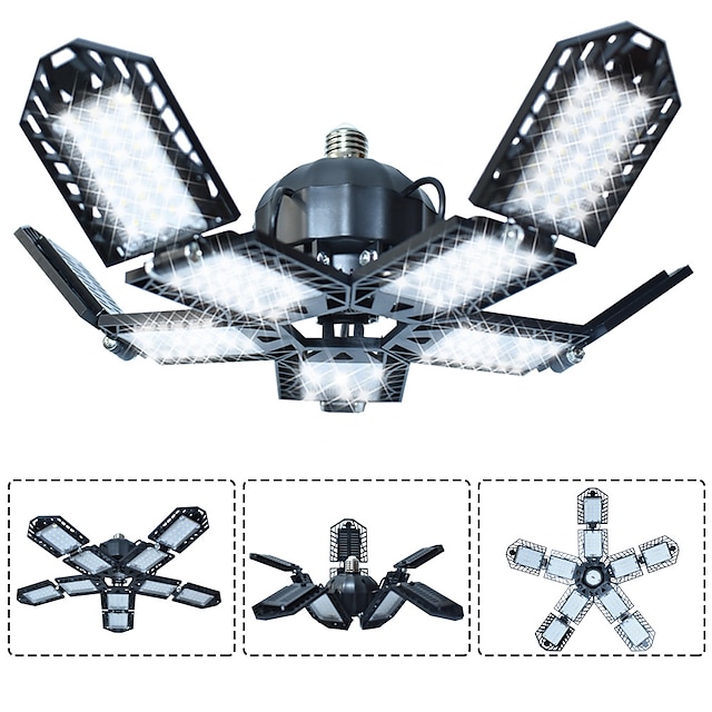  led garážová světla žárovka 6/8/10 panelů 200w 20000lm 6500k led osvětlení obchodu s deformovatelnými panely světlo v suterénu garáže stropní světla