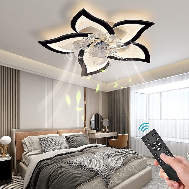  ventiladores de techo led regulables con diseño de flor de control remoto 25.7 