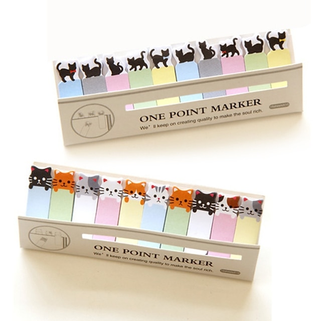  2 pçs decoração de escritório bonito engraçado alegria gato estilo etiqueta marcador de livro marcador de memorando sinalizadores de ponto notas adesivas etiqueta de escrita (estilo 2)