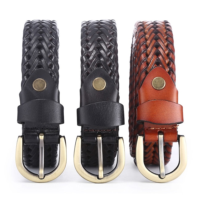 Men's Braided Belts Black Brown Alloy Plain Daily Wear Going out ...