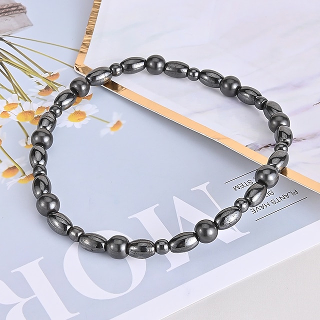 Cavigliera Donna In Tormalina Nera - Pietra Naturale 4mm, Circonferenza 24cm, Regalo Elegante - Foto 3