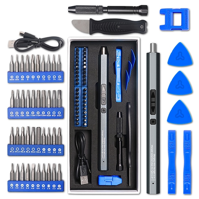  Electric Screwdriver Set 50 In 1 Precision Hex Torx Bits Magnetic Screwdrivers With LED Light Phone Repair Electric Tool