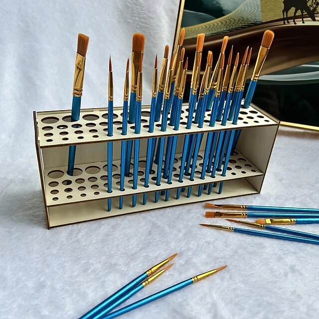 Wooden Brush Holder, Paintbrush Holder, Painting Pen Storage Rack, Desk