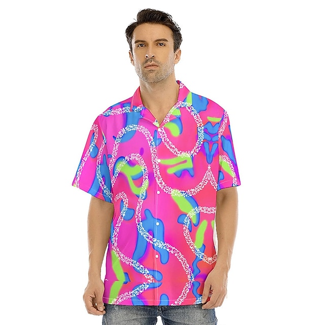  Doll Hawaii Shirts 1980s Disco Shirt Men's Movie Cosplay Costume Beach Wear Halloween Carnival