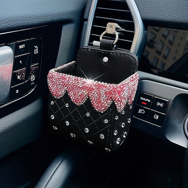  borsa per appendere l'immagazzinaggio dell'auto diamante artificiale creativo borsa per la presa d'aria dell'auto borsa per l'immagazzinaggio tasca per l'immagazzinaggio forniture per la decorazione