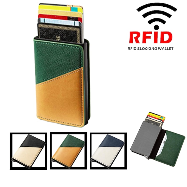  portafoglio tasca frontale per uomo portafoglio per carte sottile minimalista per donna porta carte di credito aziendale con blocco rfid