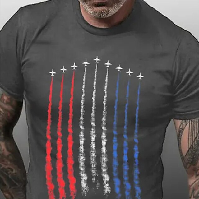 Graphic T-Shirt with Dual Historical and Patriotic Flag Print main image 1