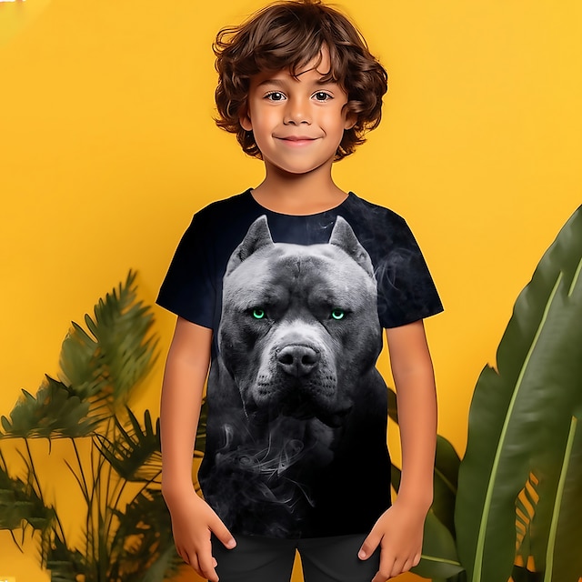  Gutt 3D Grafisk T skjorte T-skjorte Kortermet 3D-utskrift Sommer Vår Aktiv Polyester Barn 4-12 år utendørs Daglig Normal