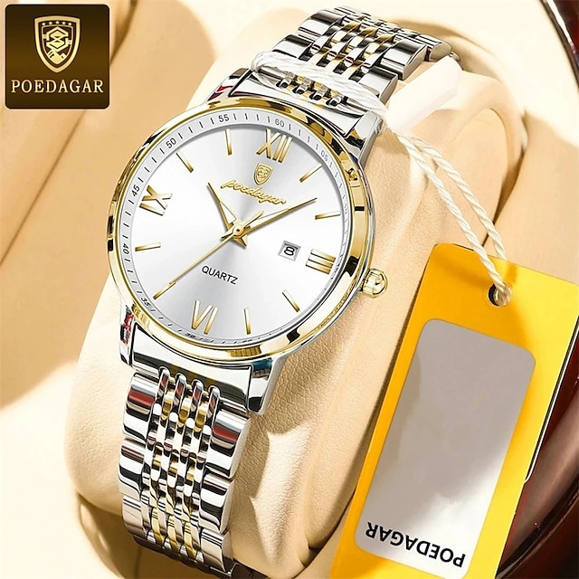  POEDAGAR New Fashion Quartz Watch for Women Stainless Steel Waterproof Luminous Women's Wristwatch Ladies Elegant Watches