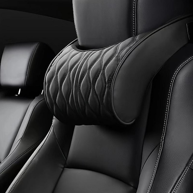  Memory Foam Car Neck Pillow PU Leather Auto Seat  Dropshipping Headrest Cushion Automobile Interior Accessoire