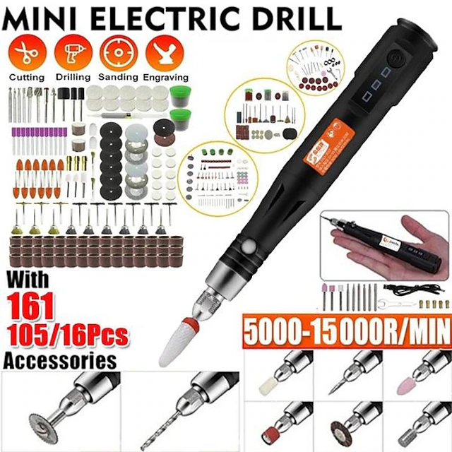 15000RPM Mini Drill Electric Drill Handheld USB Engraving Pen Polishing Machine With Dremel Rotary Tool Accessories DIY Tools 17