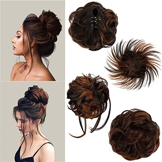4 Pcs Messy Hair Bun Hairpiece Fake Hair Bun Messy Bun Scrunchie Hair