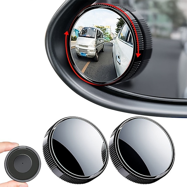  2Pcs Blind Spot Car Mirrors 2 Inch Reusable Round HD Glass Convex 360 Wide Angle Side Rear View Mirror With Sucker For Cars SUV And Trucks