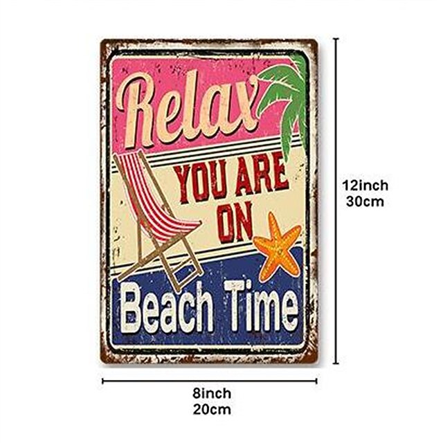 1pc Beach Metal Tin Sign Summer Beach Tin Sign Vintage Beach Signs Wall ...