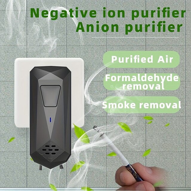  Ionizzatori d'aria da 2 pezzi per sistema di filtraggio di ioni negativi domestici silenzioso deodorante per camera da letto ufficio cucina filtro aria portatile odore