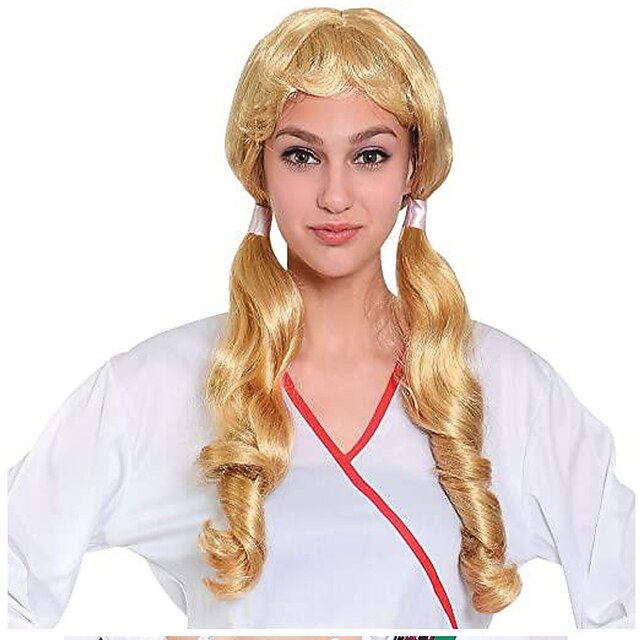 Oktoberfest Beer Cosplay Wigs Blonde Pig Tail Wig Cheerleader School Girl Bavarian Beer Girl Fancy Dress Costume Accessory2
