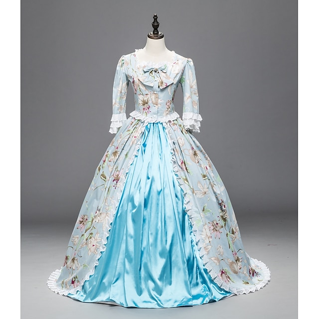 18th Century Ball Gown Round Neck Half Sleeves Rococo Victorian Renaissance Vacation Dress