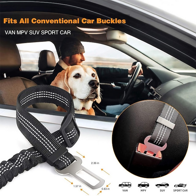  Suministros para mascotas, cinturón de seguridad para perros, correa para perros, cuerda de tracción reflectante de seguridad flexible