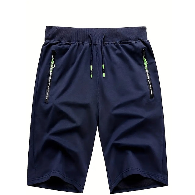  Men's Sweat Shorts Shorts Summer Shorts Beach Shorts Drawstring Elastic Waist Straight Leg Plain Comfort Breathable Short Casual Daily Holiday Cotton Blend Sports Fashion ArmyGreen Black