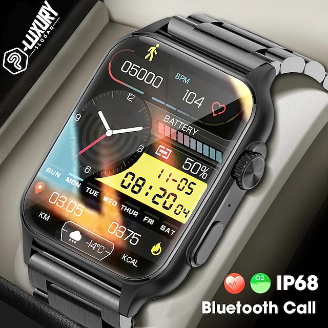  iMosi KT64 Slimme horloge 1.96 inch(es) Smart horloge Bluetooth Stappenteller Gespreksherinnering Fitnesstracker Compatibel met: Android iOS Dames Heren Handsfree bellen Waterbestendig Mediabediening
