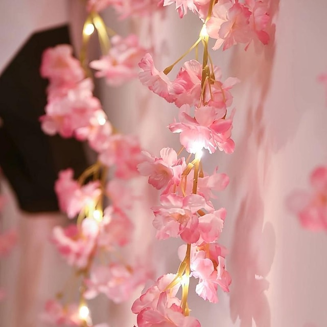  kirsikankukka rottinki valojono led valot akku valot merkkijono valot joululoma häähuoneen sisustus valot