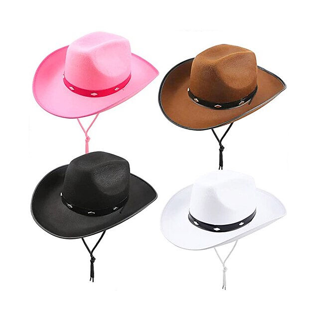 Men's Unisex Cowboy Hat Black White Cotton Stylish Travel Western Cowboy Outdoor Vacation Plain Adjustable 22