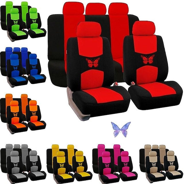  StarFire 4/9pcs Fashion Car Seat Covers Universal Car Seat Cover Car Seat Protection Covers Women Car Interior Accessories (9 Colors)