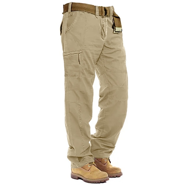 Men's Cargo Pants Cargo Trousers Zipper Pocket Plain Comfort Breathable ...