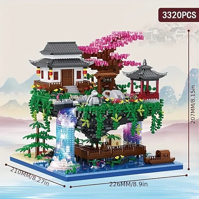 3320pcs Micro Building Blocks Set Diamond Tree House And Waterfall for ...