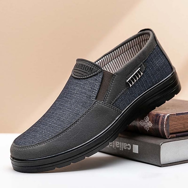  Men's Loafers & Slip-Ons Casual Shoes Plus Size Comfort Shoes Walking Casual Daily Cloth Breathable Comfortable Slip Resistant Loafer Coffee Grey Color Block Spring Fall