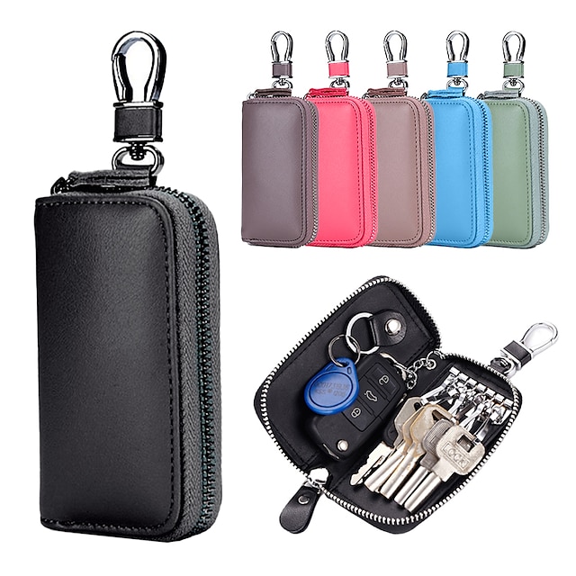 Cow Split Leather Men Women Key Holder House Keychain Bag Organizer Car Key Case Pouch Multifunctional Small Wallet Mini Purse