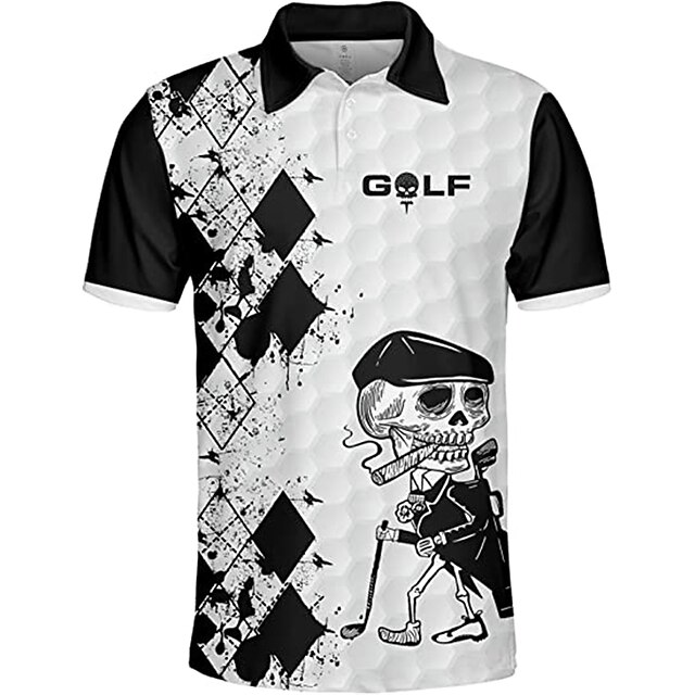 Men's Golf Polo Shirt Golf Clothes Black White Red Short Sleeve Sun ...