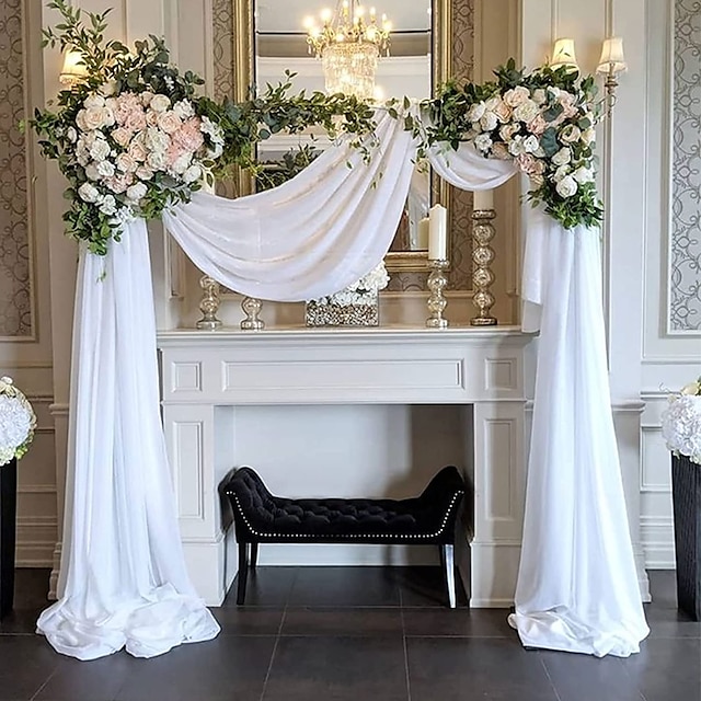  Sage Green Wedding Arch Drapes Chiffon Fabric Drapery Sheer Backdrop Curtains for Party Ceremony Arch Stage Decorations