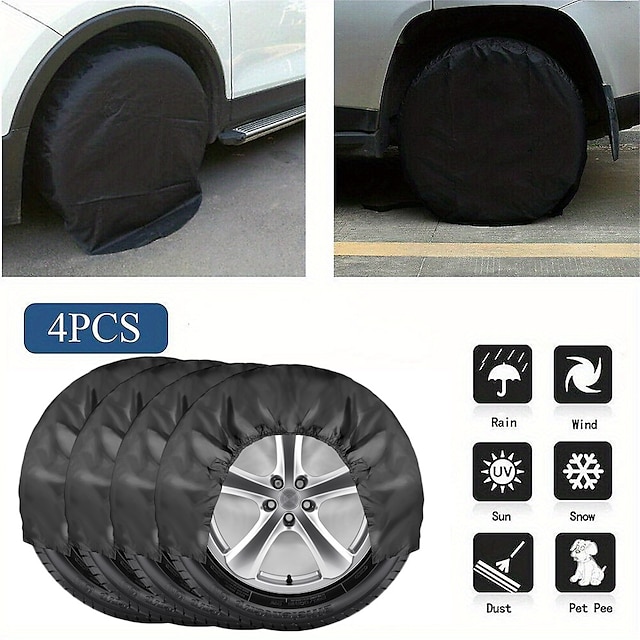  Lot de 4 housses de pneus étanches pour protéger les roues de votre remorque de camping-car de la corrosion.