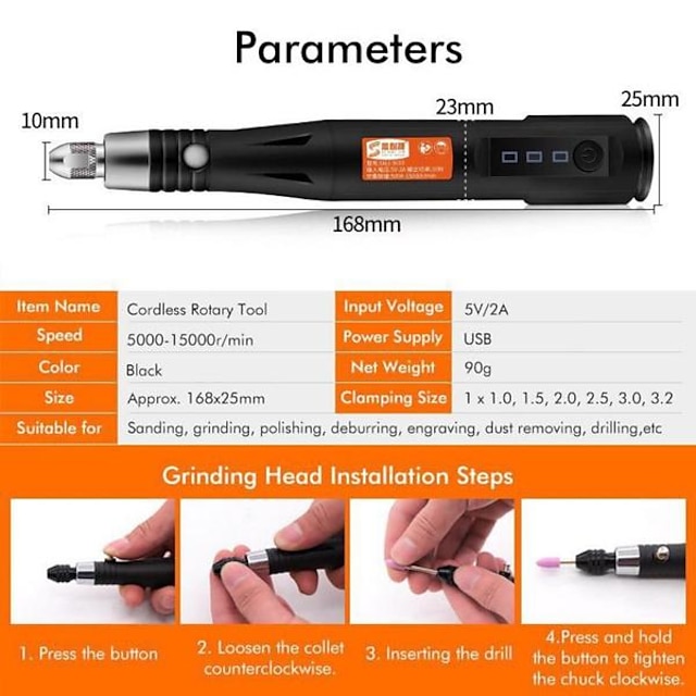 15000RPM Mini Drill Electric Drill Handheld USB Engraving Pen Polishing  Machine With Dremel Rotary Tool Accessories DIY Tools 2024 - US $37.79