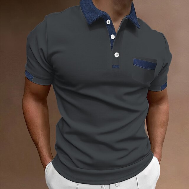 Men's Button Up Polos Polo Shirt Casual Holiday Lapel Classic Short ...