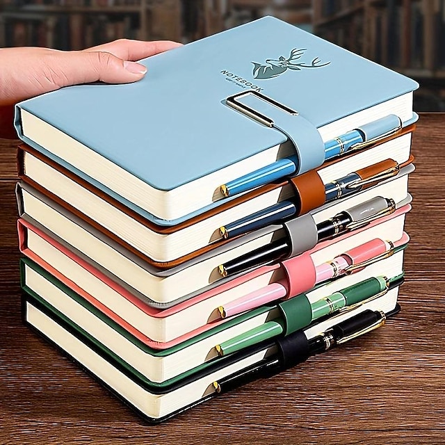  Notebook Super Thick College Students A5 Leather Business Notepad Thick Retro Simple Diary Creative Wholesale, Back to School Gift (Excluding Pens)