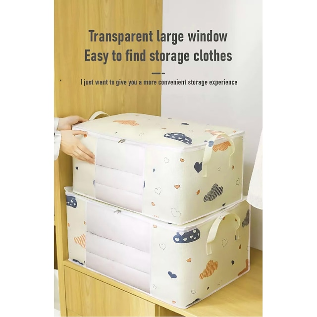 Large Capacity Clothes Storage Bag Organizer With Reinforced Handle