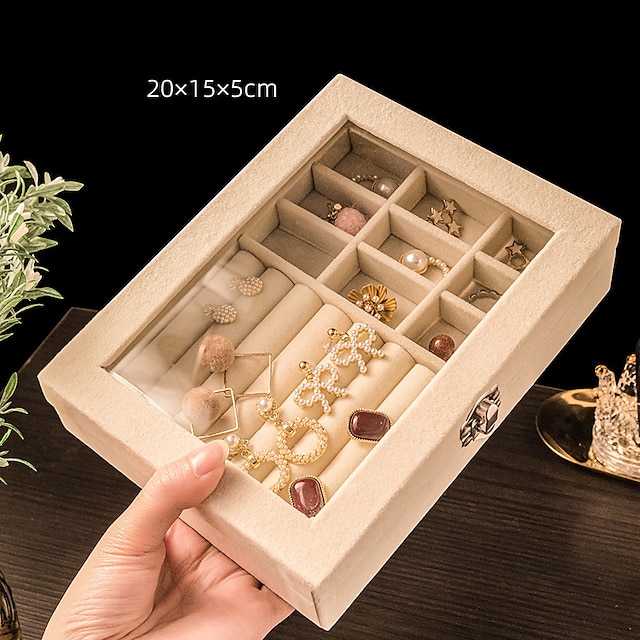  1 Stück Samt-Schmuckschatulle mit großem Fassungsvermögen, neue Ringe, Halsketten, Ohrringe, Ohrringe, Aufbewahrungsbox, High-End-Sinn-Organisationsbox, staubdichte Box