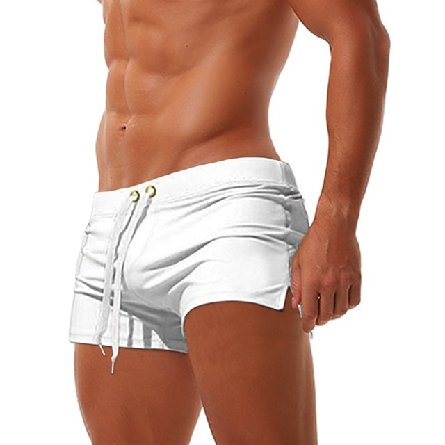  Herre Badeshorts Lycra Surf shorts Underdele Hurtigtørrende Strækkende Elastisk Snørelukning Lynlåslomme - Svømning Surfing Strand Vandsport Patchwork Efterår Forår Sommer