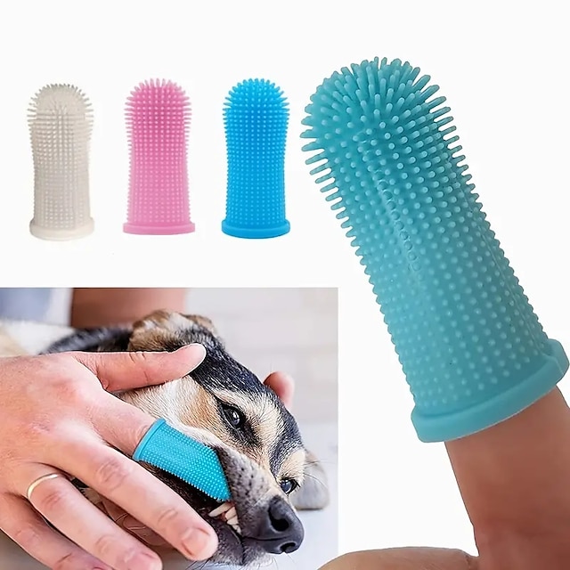  dog super soft pet finger zubní kartáček na čištění zubů silikonový kartáček na zuby nástroj na čištění psů pro kočky