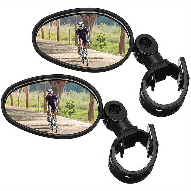  2pcs Bike Mirror 360 Degree Adjustable Rotatable Handlebar Mirror Wide Angle Bicycle Mirror Cycling Rear View Mirror Shockproof Acrylic Convex Mirror Safe Rearview Mirror For Mountain Road Bike