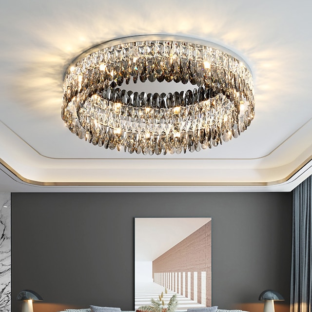  kroonluchter 60/80 cm led kristallen plafondlamp cirkel ontwerp uniek ontwerp inbouwverlichting roestvrijstalen led nordic stijl 110-240 v
