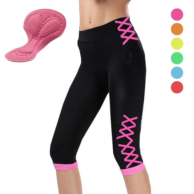  21Grams Women's Cycling 3/4 Tights Cycling Shorts Bike Shorts Bike 3/4 Tights Bottoms Mountain Bike MTB Road Bike Cycling Sports 3D Pad Breathable Quick Dry Moisture Wicking Yellow Pink Spandex
