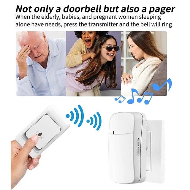 Outdoor Wireless Door Bell Chime Kit, 300M Remote Control Home