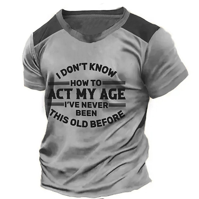 Birthday Mens Graphic Shirt 3D For Grey Summer Cotton Tan V-Neck Tee ...