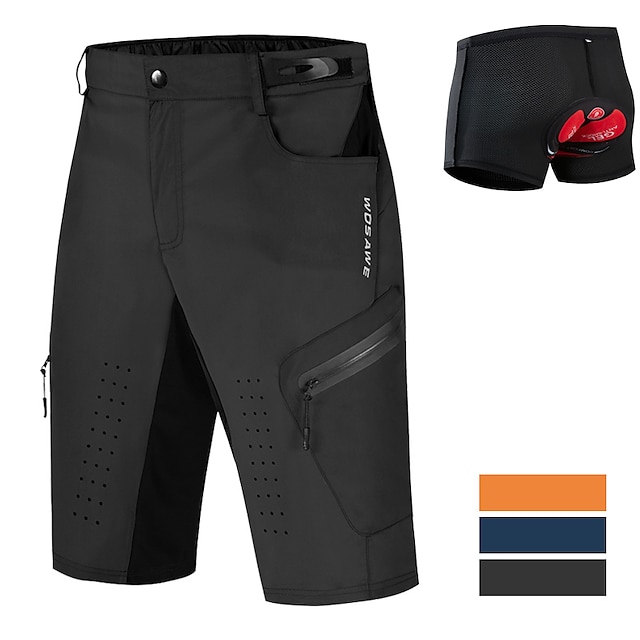  wosawe utomhussporter för män terrängklättring avslappnad bekväma medelstora shorts som andas och svettas cykelbyxor med silikonkuddar