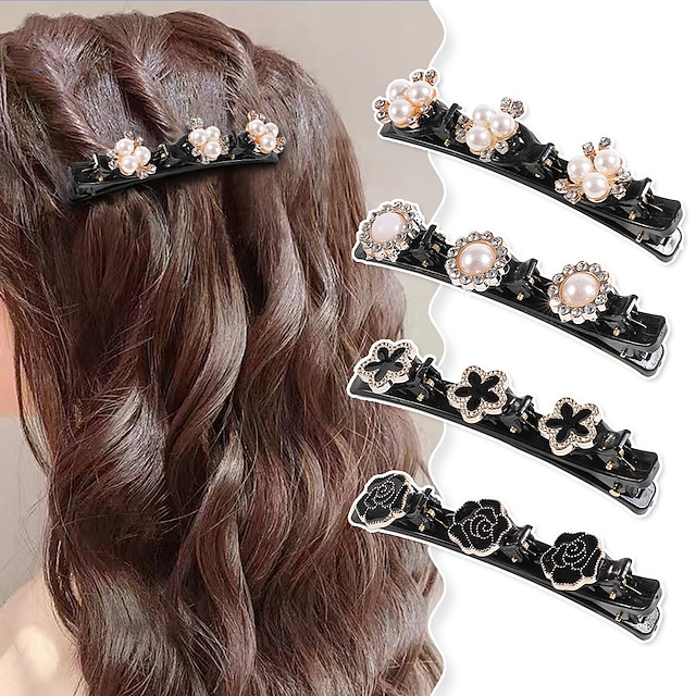  4 pezzi Per donna Da ragazza Fermaglio per capelli con artiglio per capelli Per Da sera Giornaliero Compleanno Festival Perle finte Resina Nero