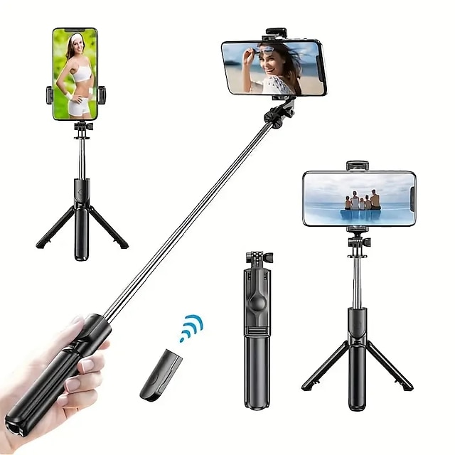  Retractable Selfie Stick Tripod With Wireless Remote & Tripod Stand - Lightweight & Portable for iPhone 14 13 12 Pro Xs Max Xr X 8Plus 7 & Samsung Smartphones