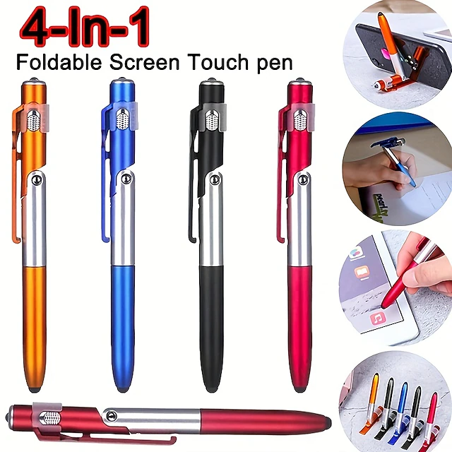 1 PCS Multi-function 4-in-1 Foldable Ballpoint Pen Stylus (Flashlight Support) For Tablet Cellphone Gift For Birthday/Easter/President's Day/Boy/Girlfriends 13